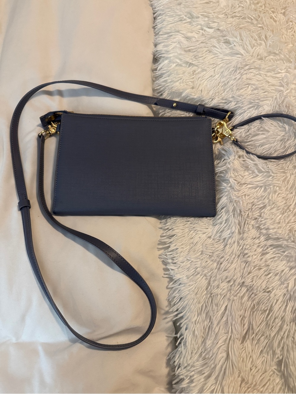 DAGNE DOVER Essentials Coated Canvas Clutch Wallet Crossbody Bag Ash Blue